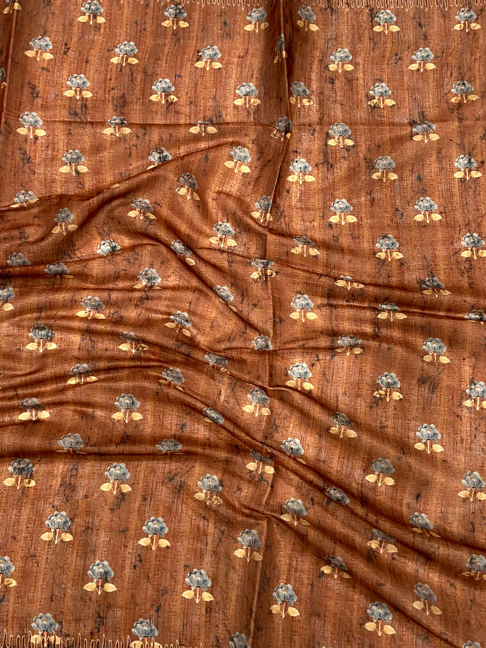Copper Brown Tissue Chanderi Kalamkari Saree