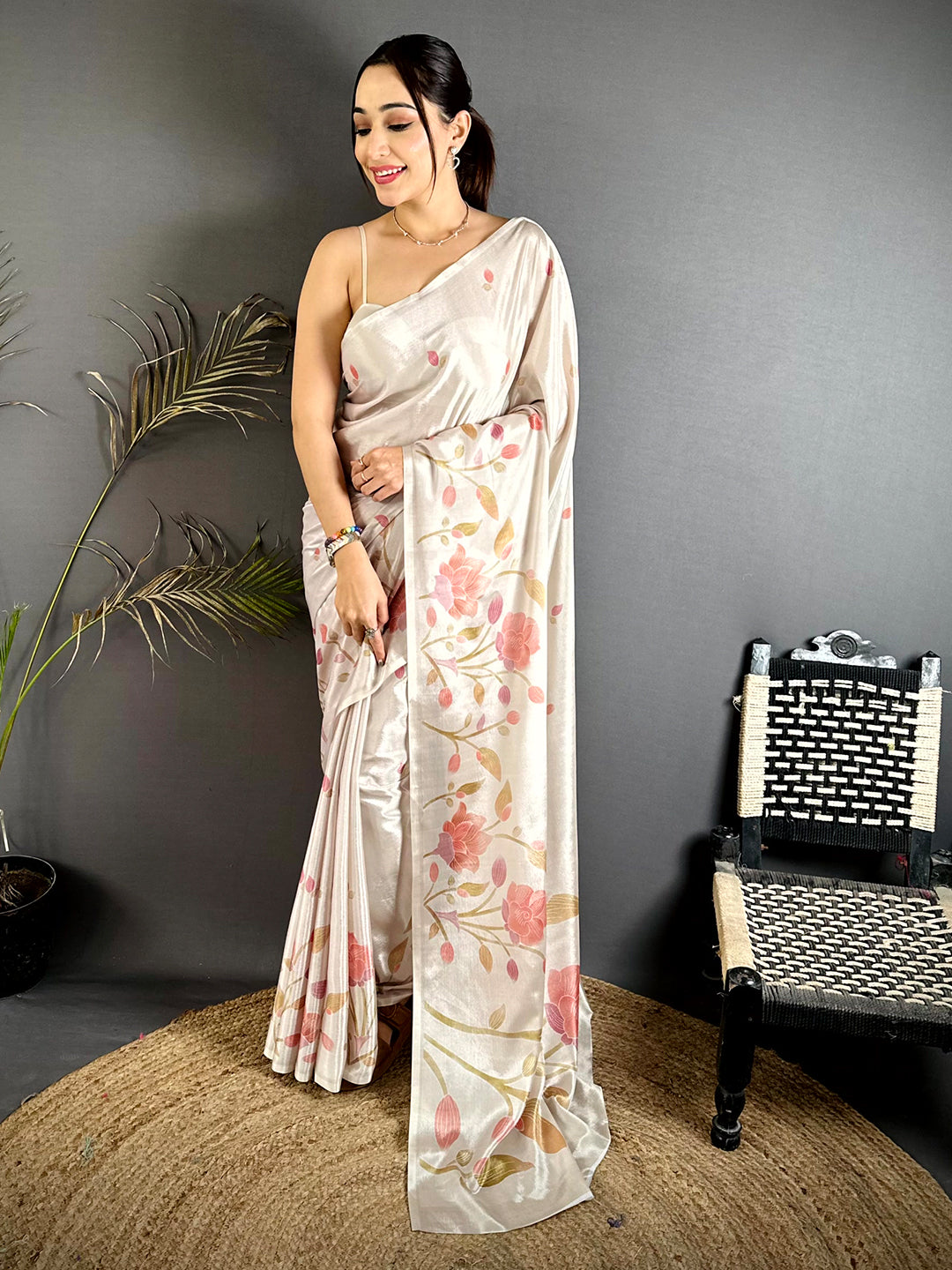 Majestic Soft Chinnon Chiffon Floral Saree