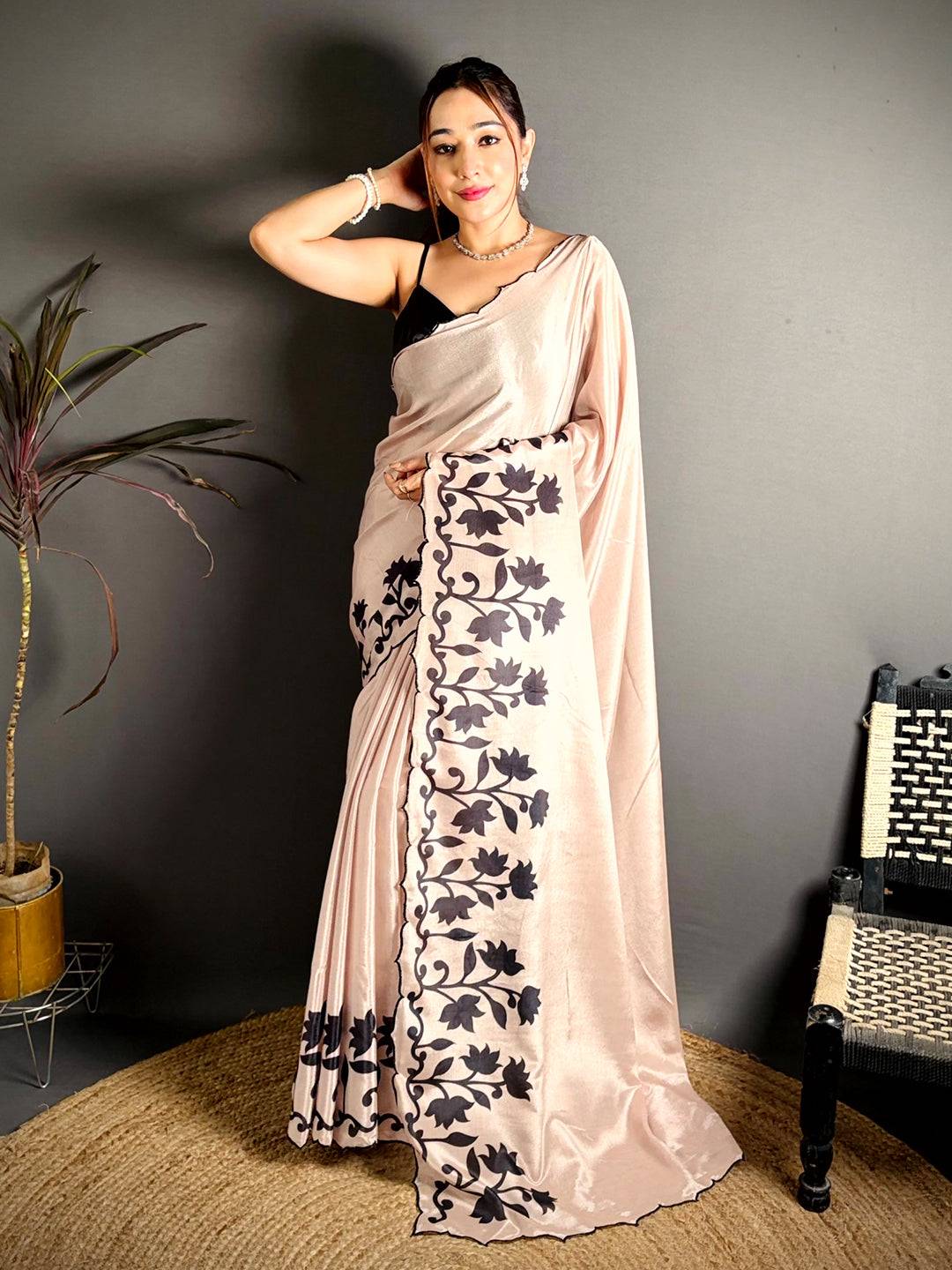 Stylish Soft Chiffon Resham Cutwork Saree