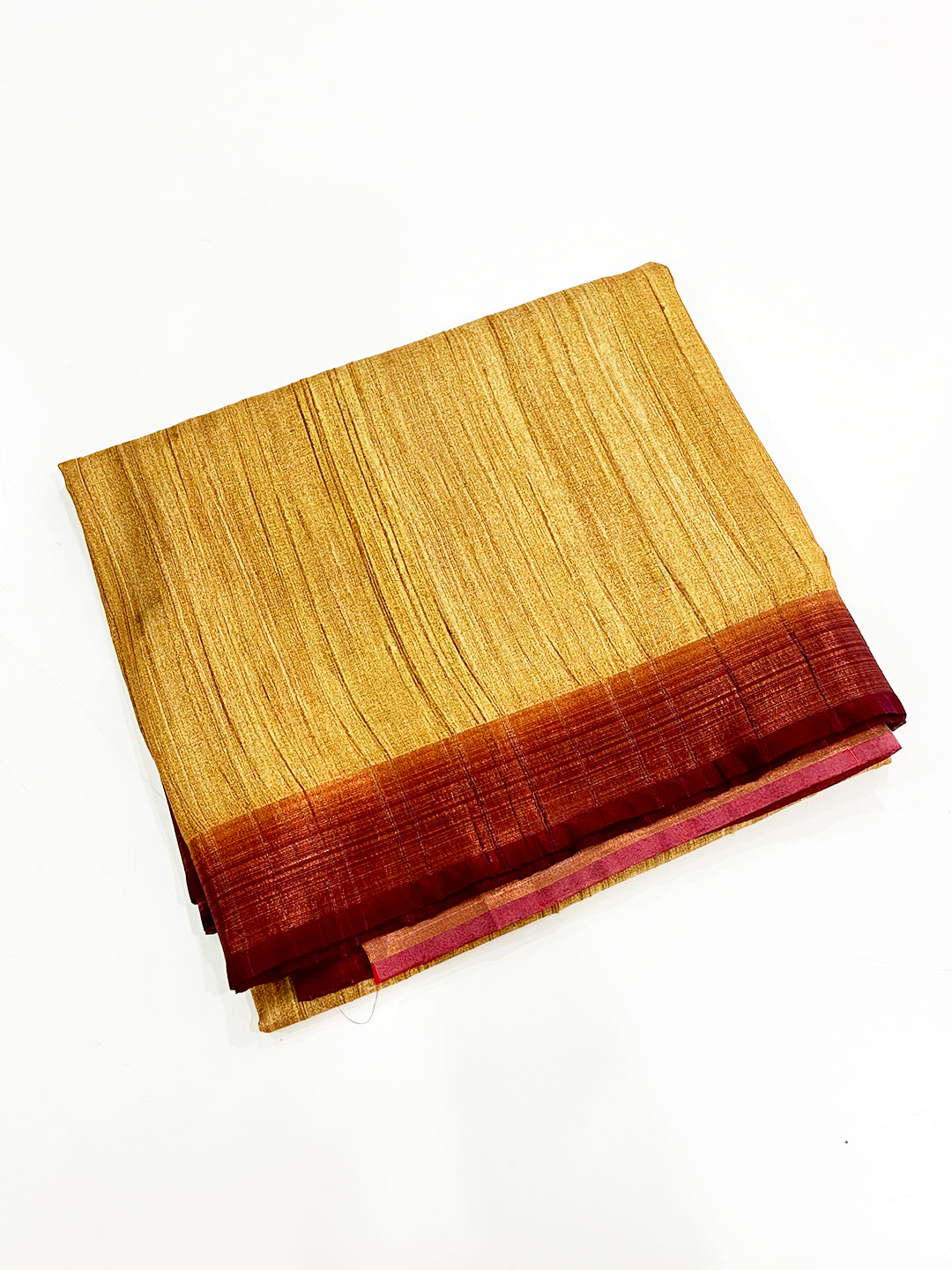 Golden Yellow Tussar Ghicha Print Saree