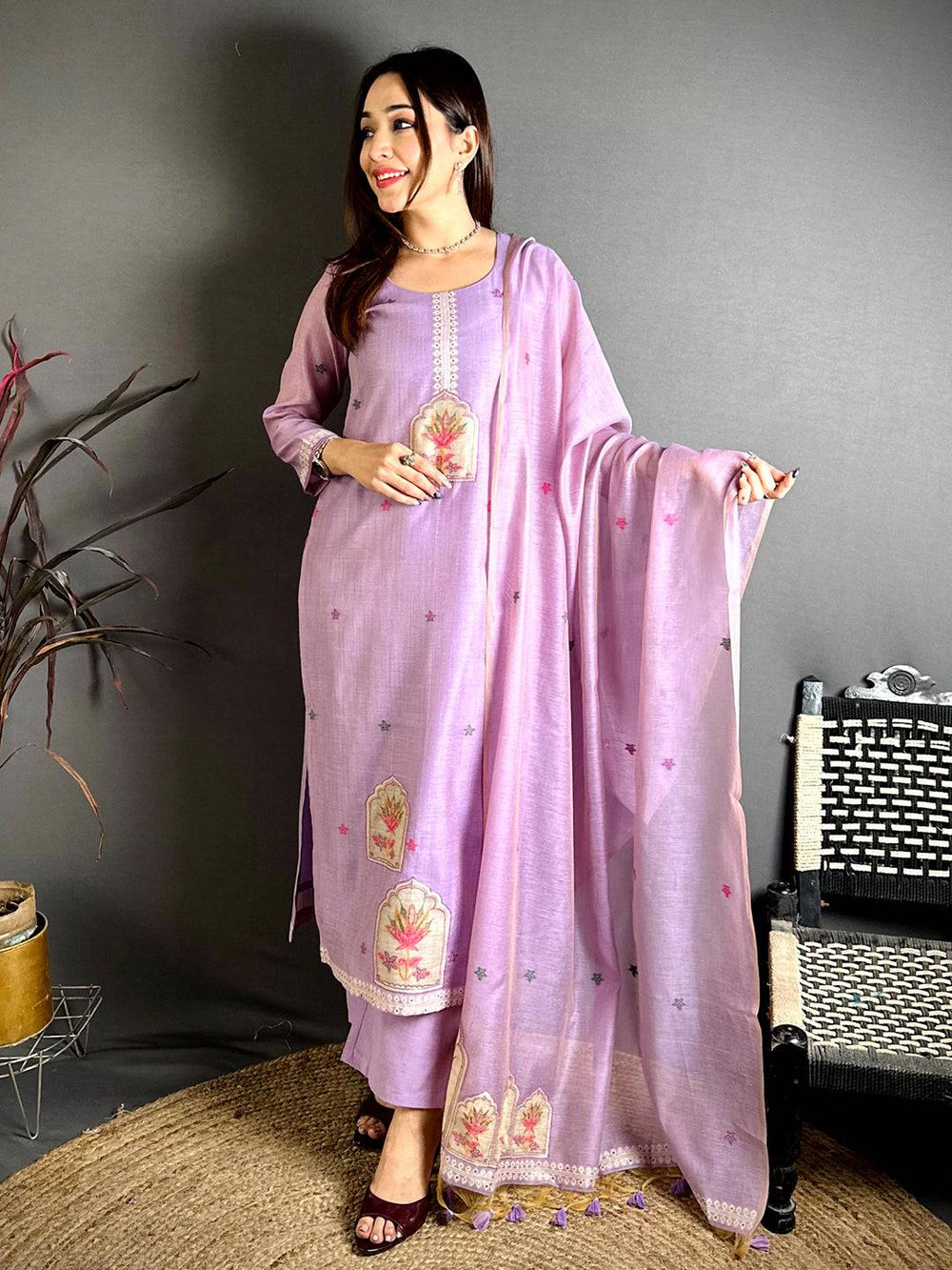 Lavender Floral Weave Dress