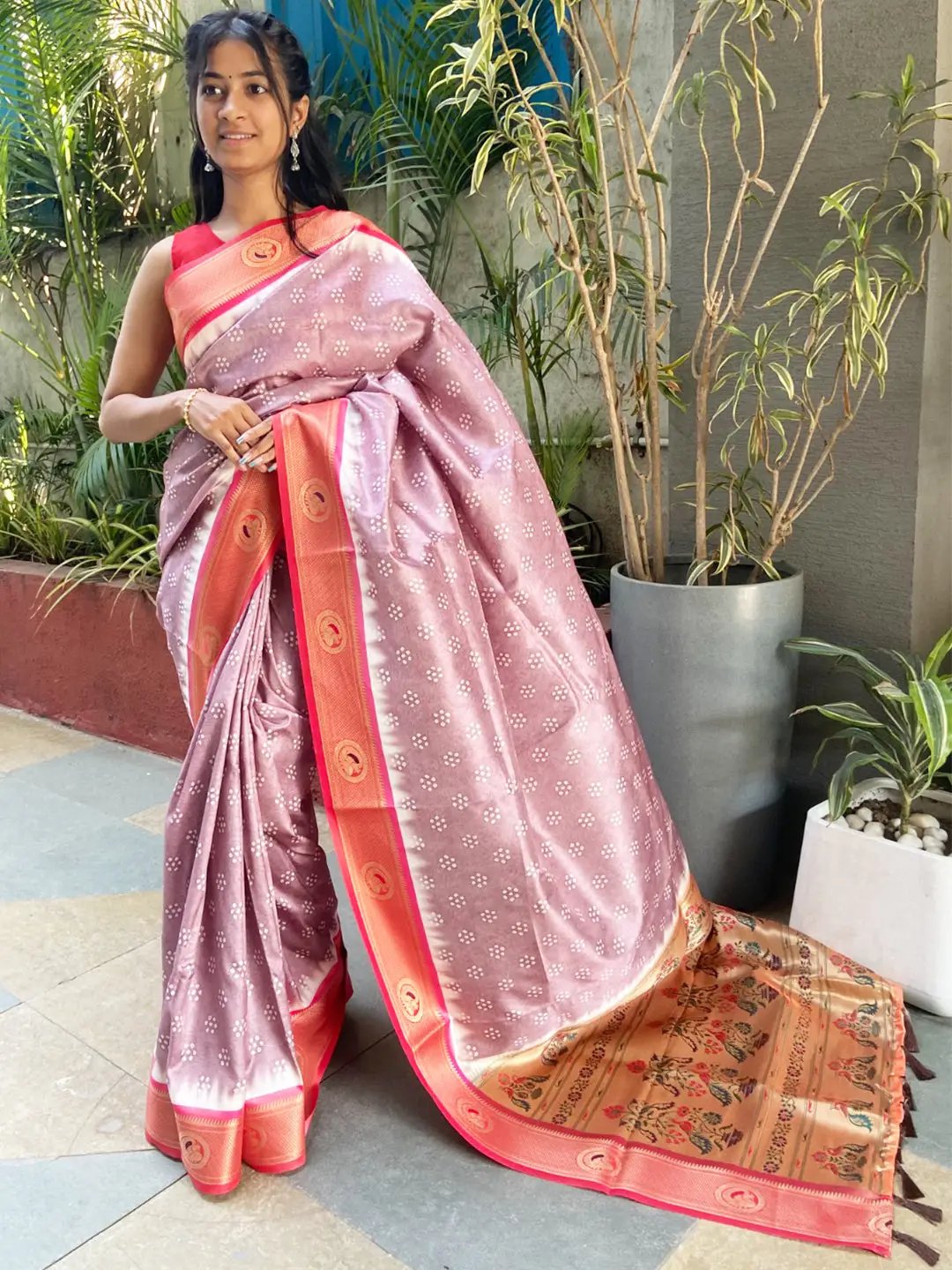 Exclusive Paithani Minakari Pallu with Bandhej Print Saree