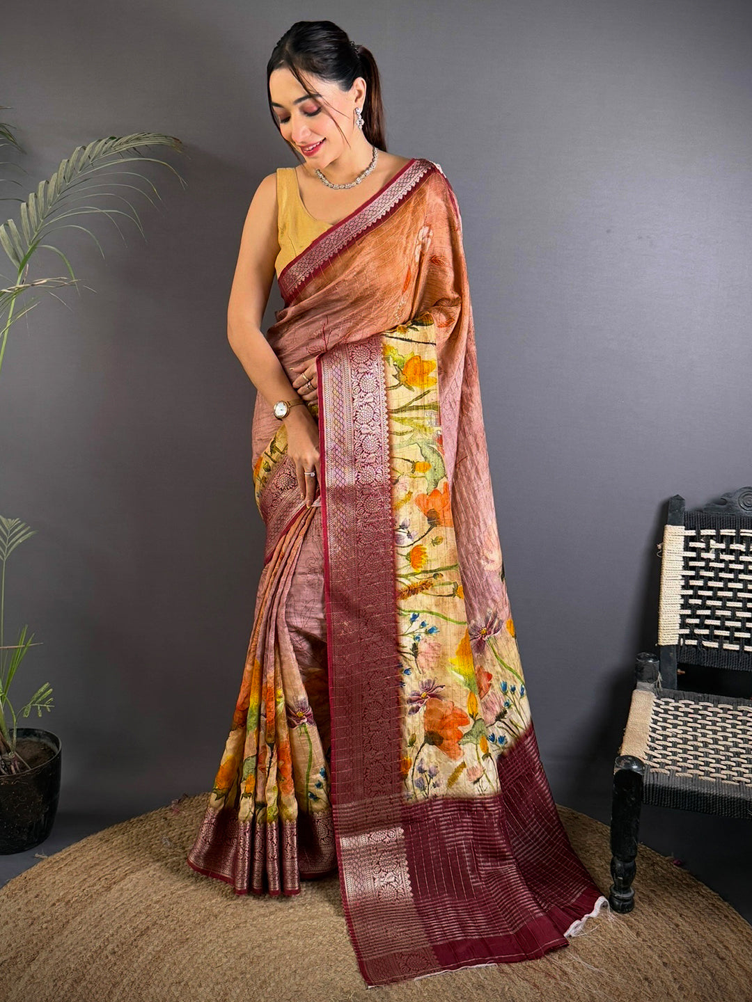 Rose Aura Pure Viscose Floral Saree