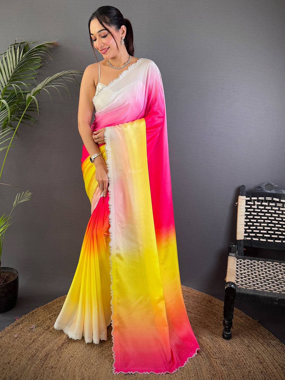 Radiant Soft Chiffon Ombre Print Saree

