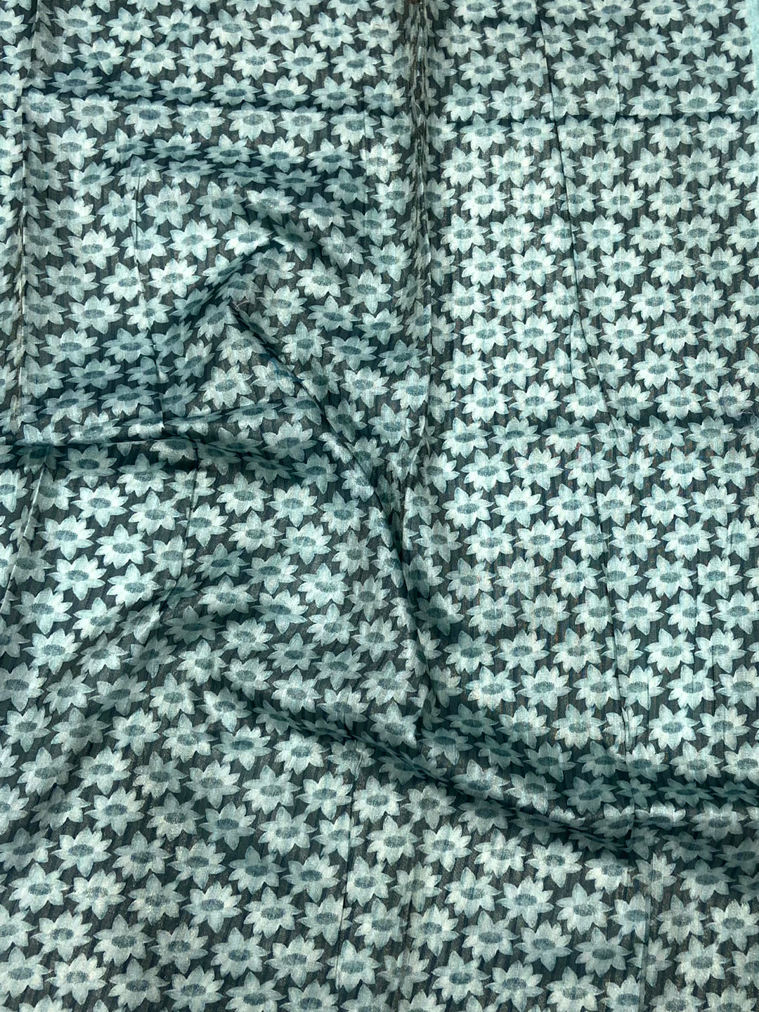 Blue Floral Grace Soft Silk Tissue Saree
