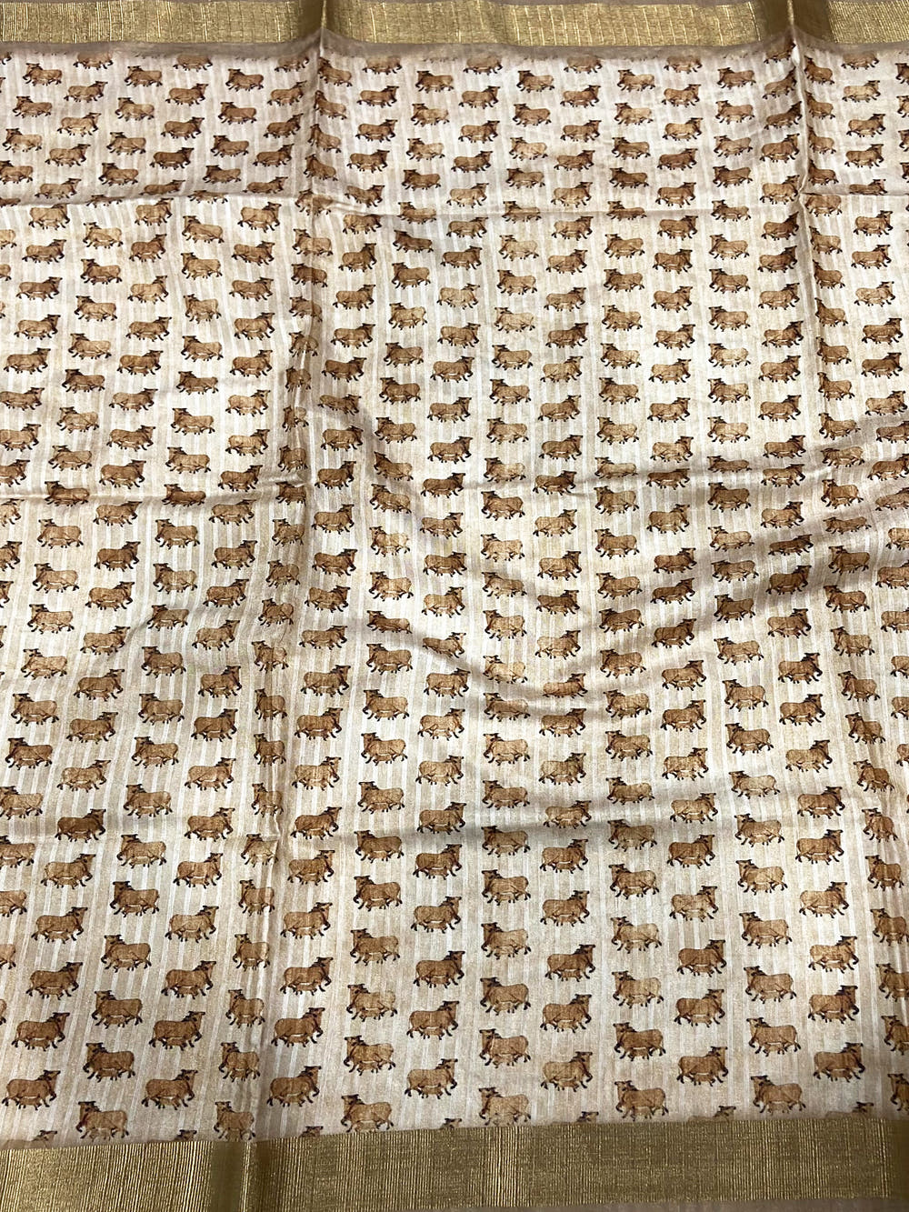Beige Soft Silk Tissue Floral Print Saree