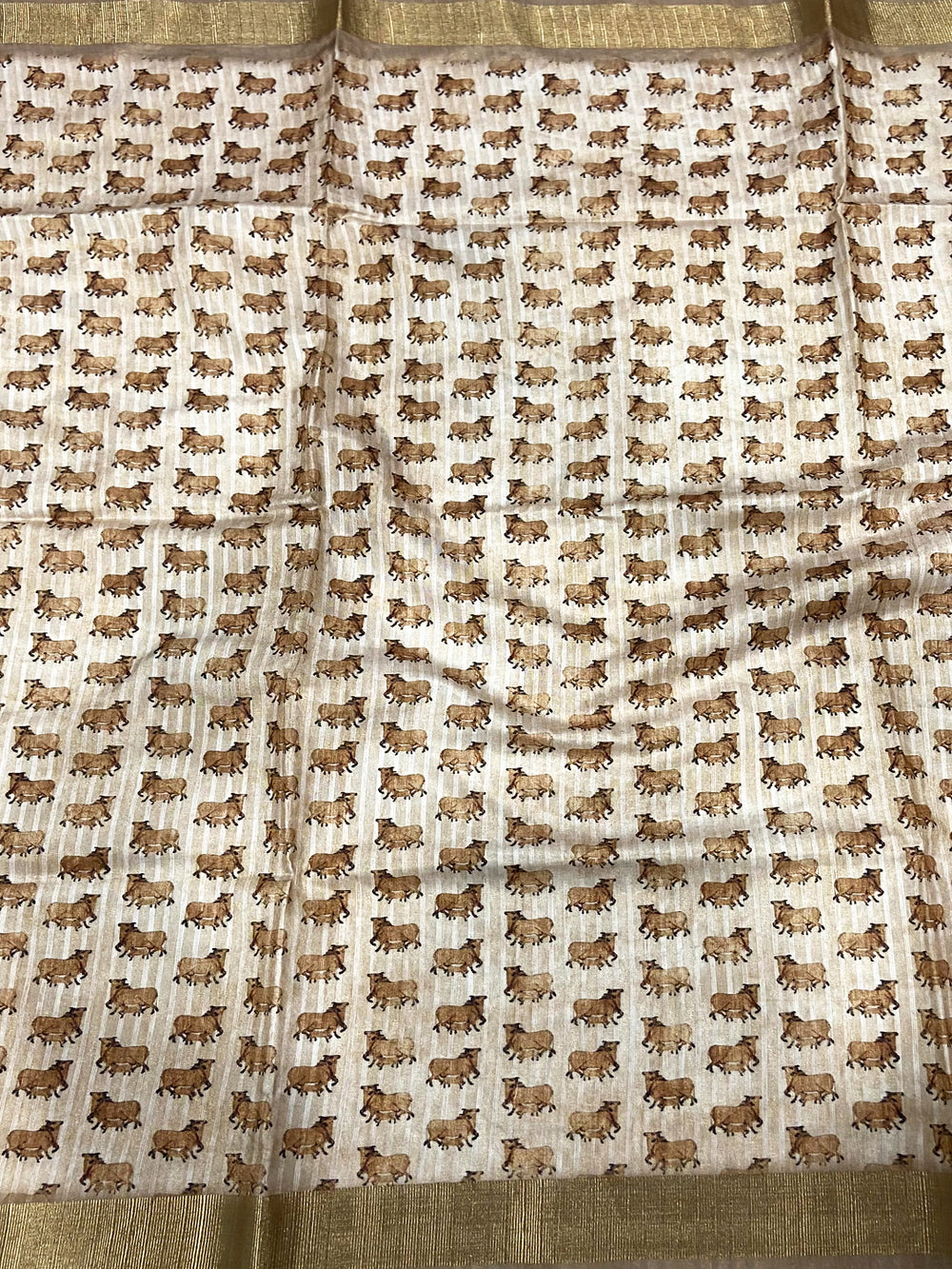 Beige Soft Silk Tissue Floral Print Saree