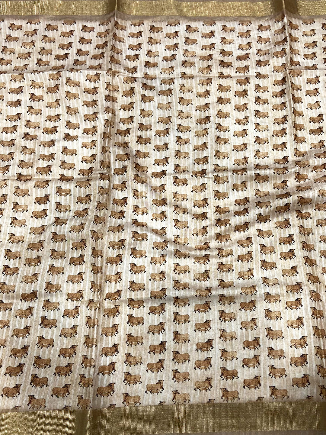 Beige Soft Silk Tissue Floral Print Saree