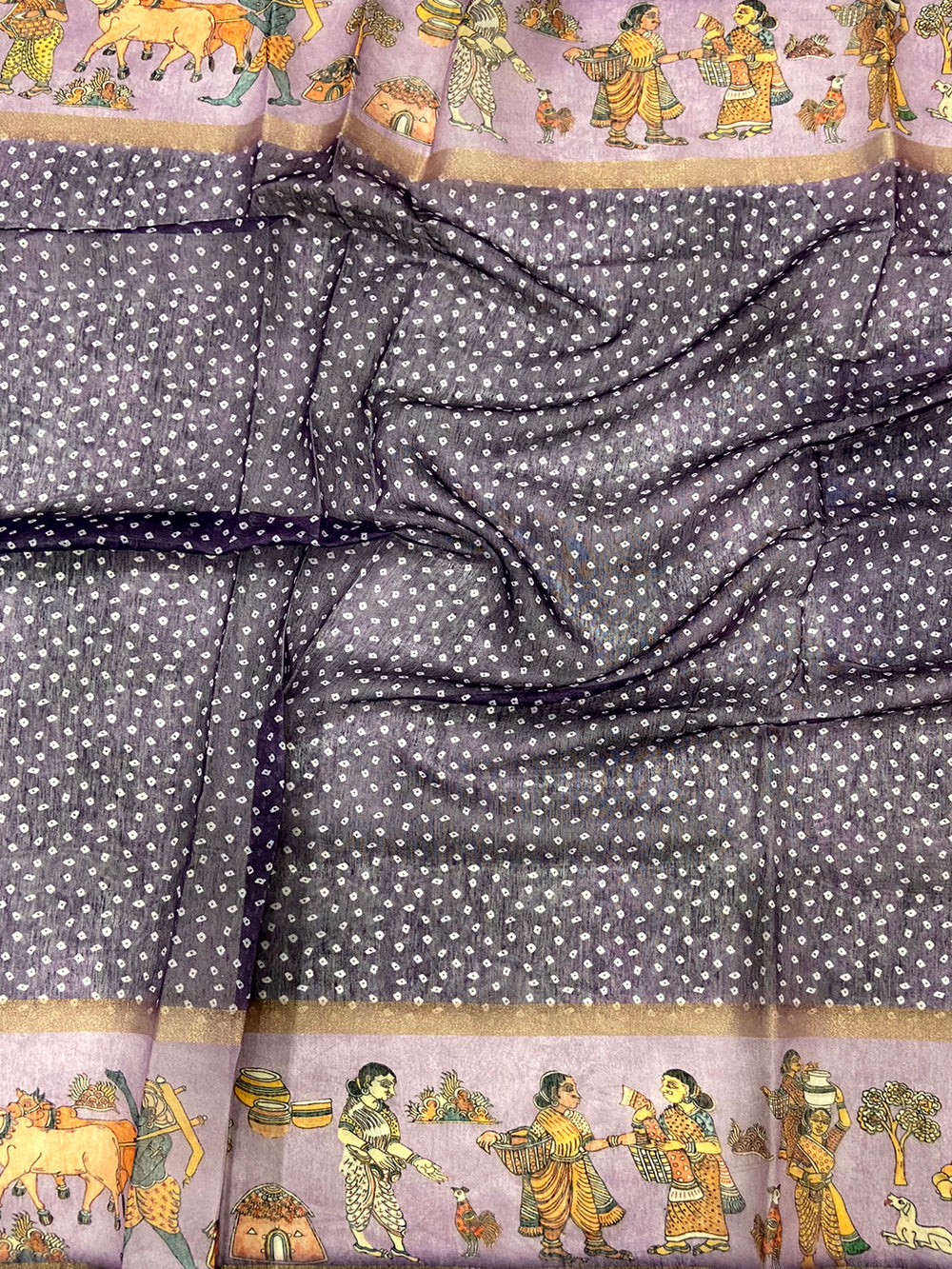Heritage Soft Chanderi Cotton Bandhej Print Saree