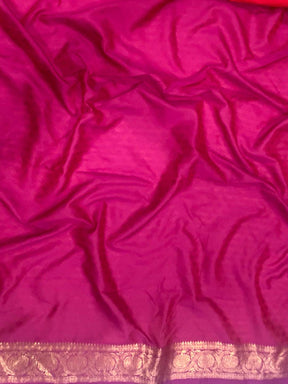 Rose Red Gadwal Border Soft Silk Saree