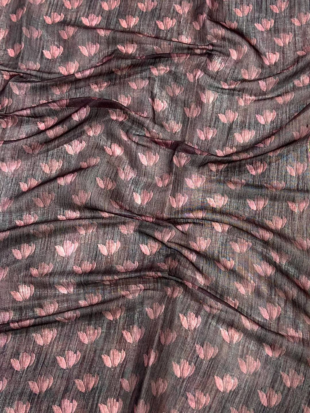 Maroon Linen Juth Digital Print Saree