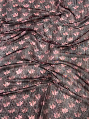 Maroon Linen Juth Digital Print Saree