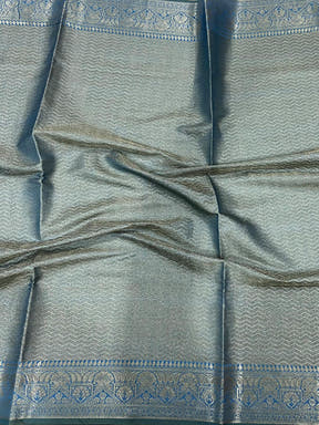 Pastel Blue Bamboo Silk Floral Saree