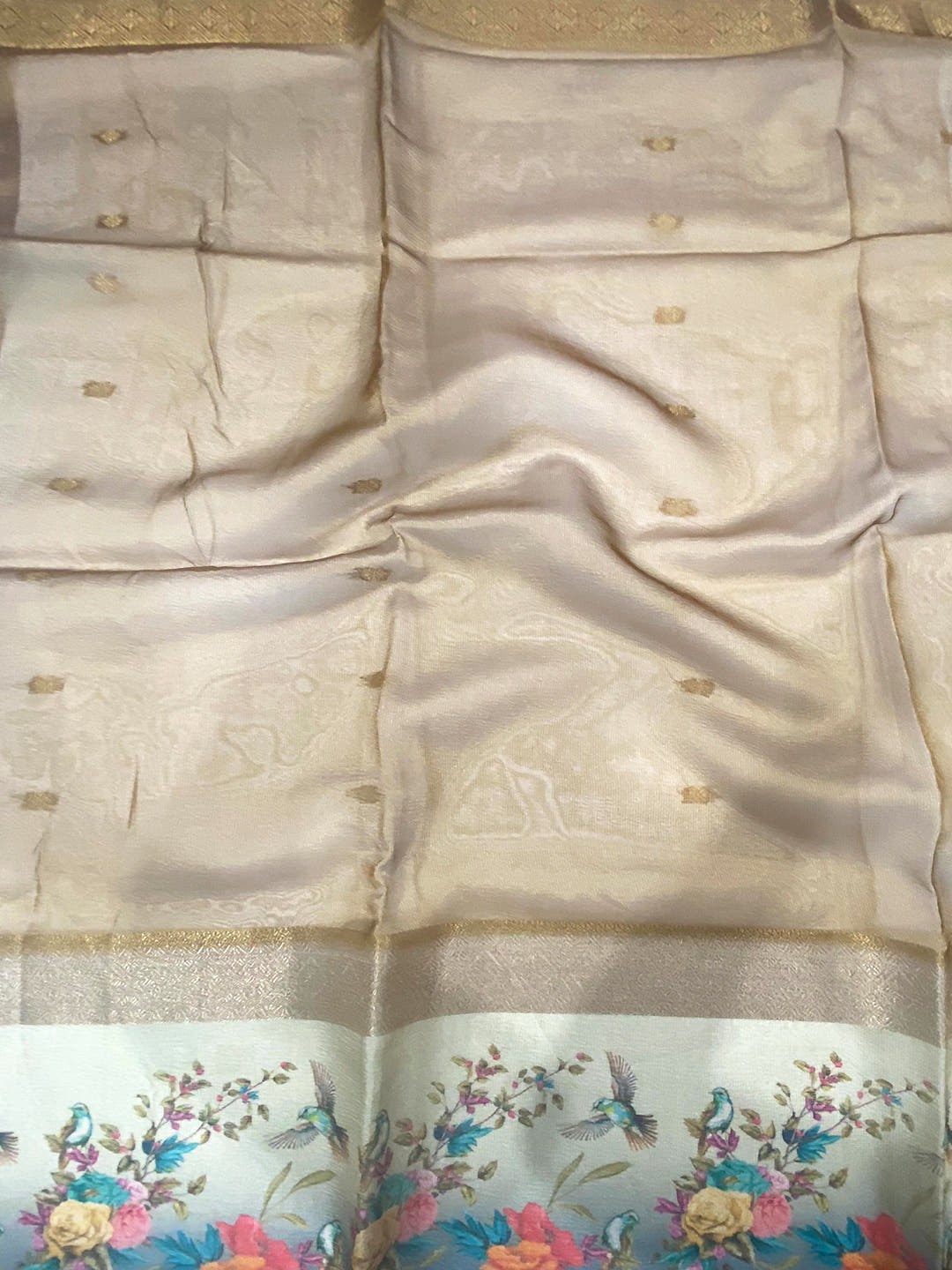 Mustard Ombre Zari Tissue Digital Print Saree