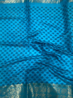 Blue Dola Silk Bird Print Saree