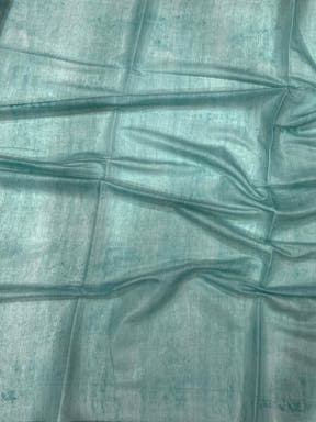 Sky Blue Tussar Floral Leaf Print Saree