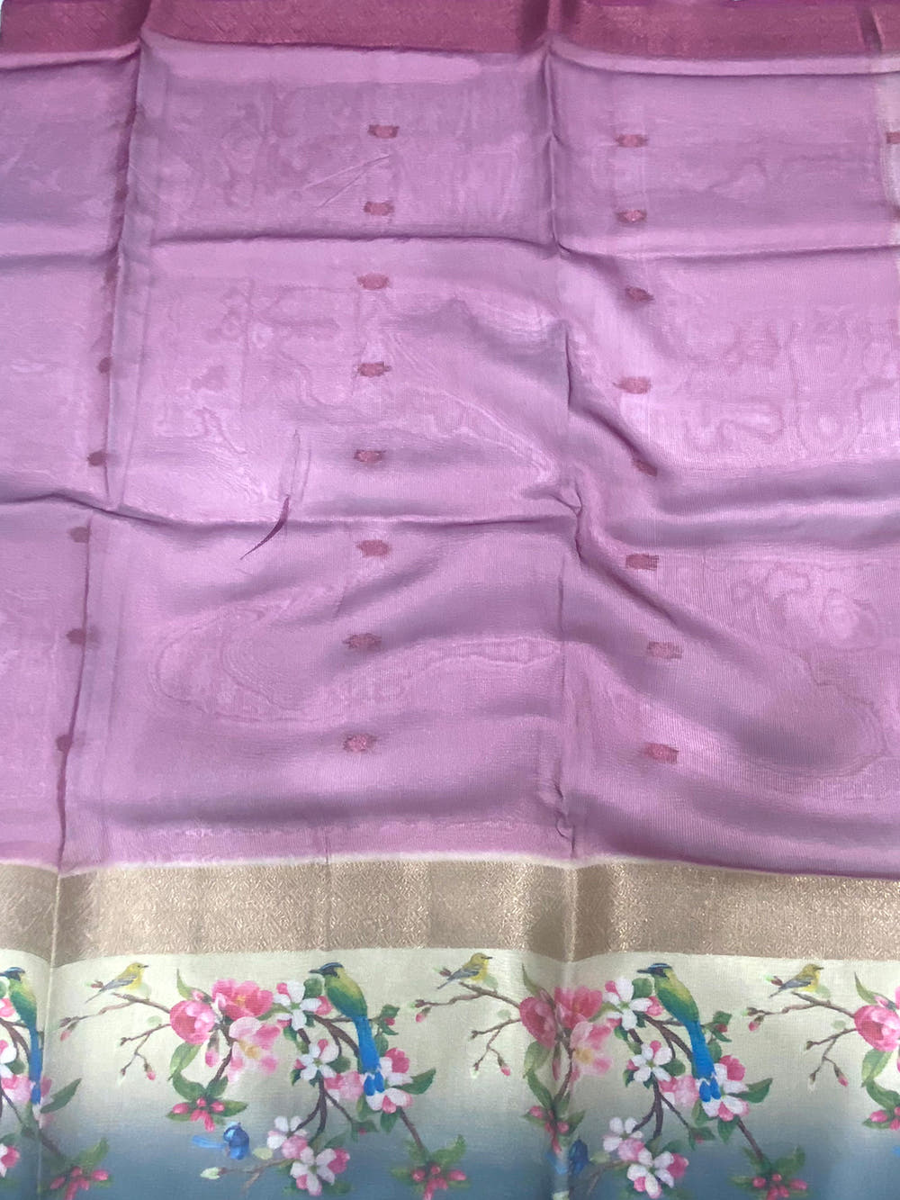 Wine Ombre Zari Tissue Digital Print Saree