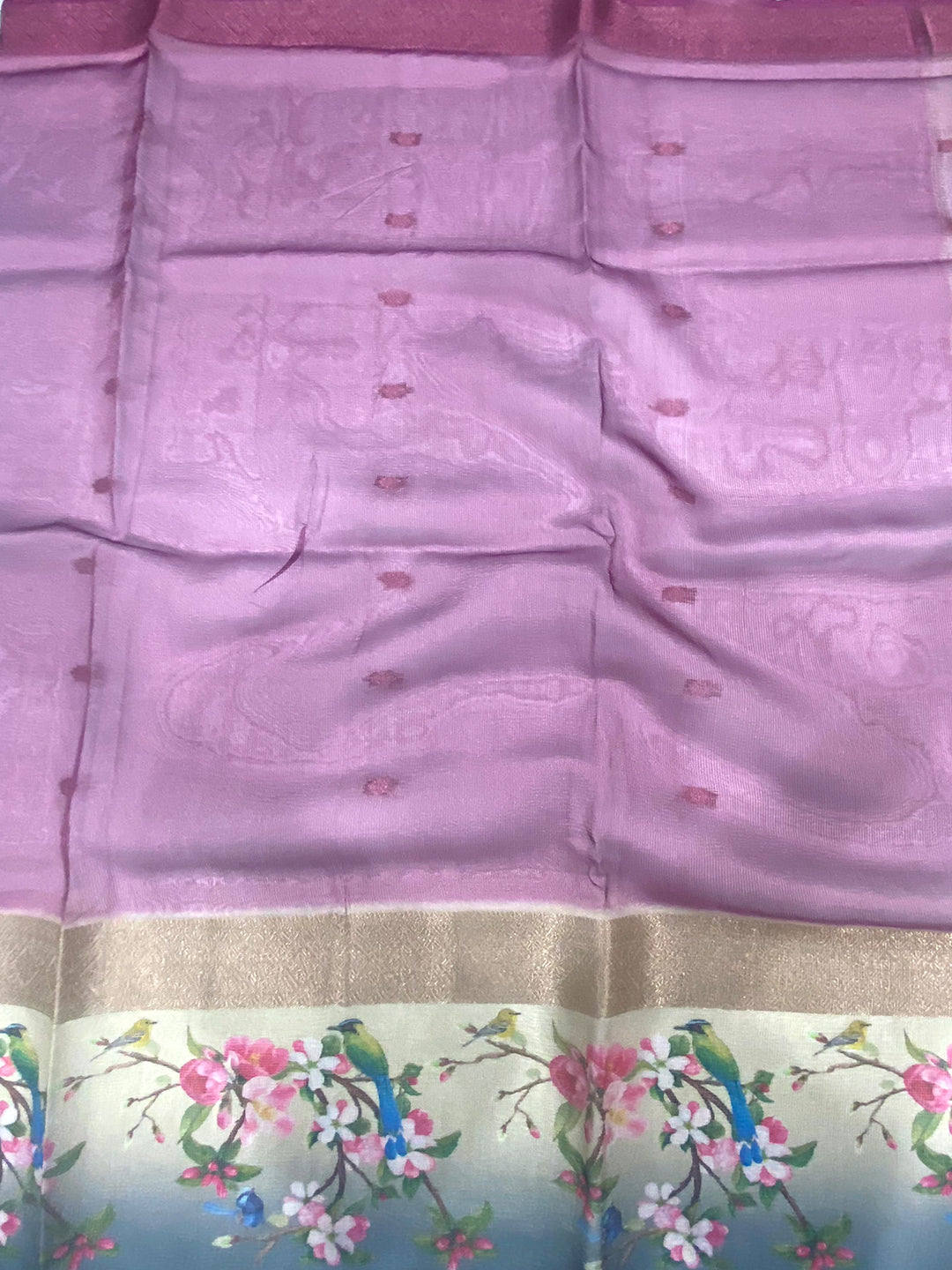 Wine Ombre Zari Tissue Digital Print Saree