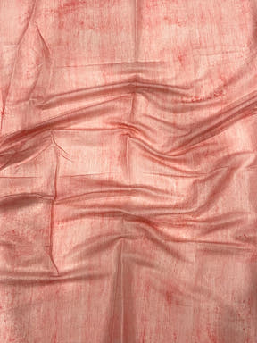 Blush Pink Tussar Floral Leaf Print Saree