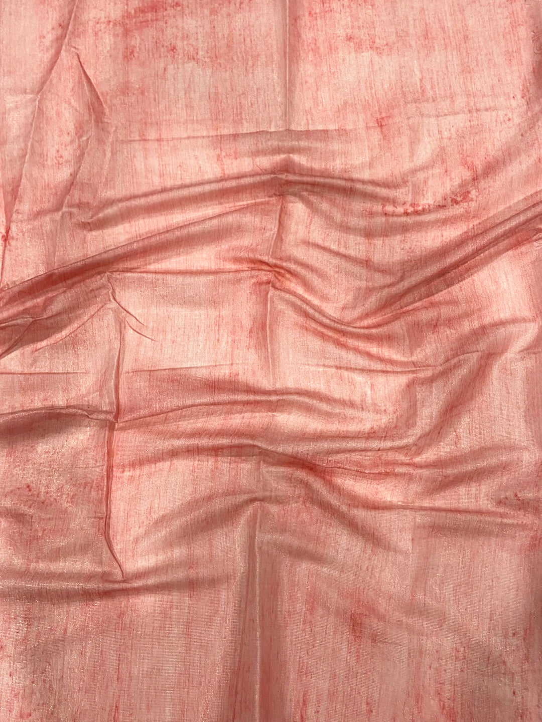 Blush Pink Tussar Floral Leaf Print Saree