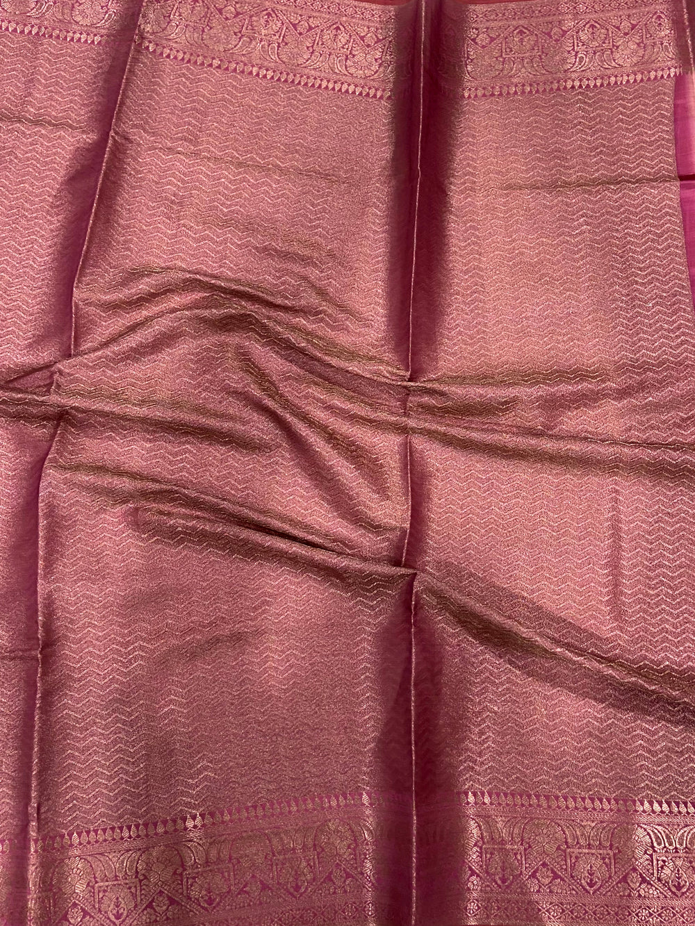 Pink Bamboo Silk Floral Saree