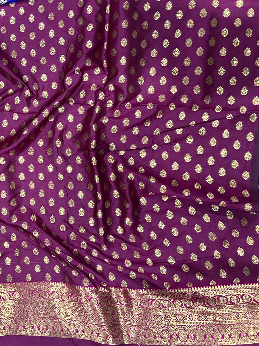 Purple Meenakari Butti Soft Gadwal Silk Saree