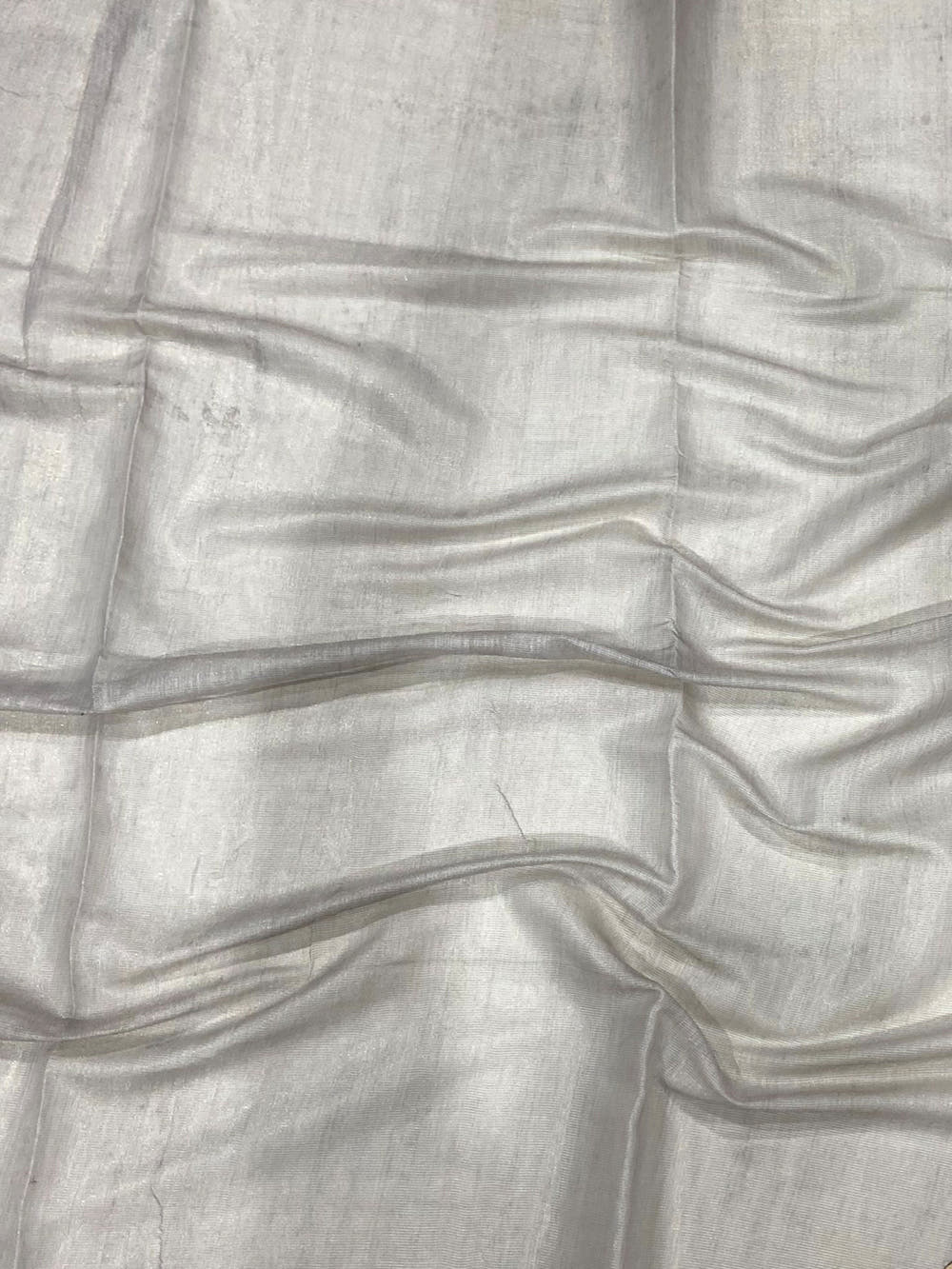 Grey Tussar Floral Leaf Print Saree