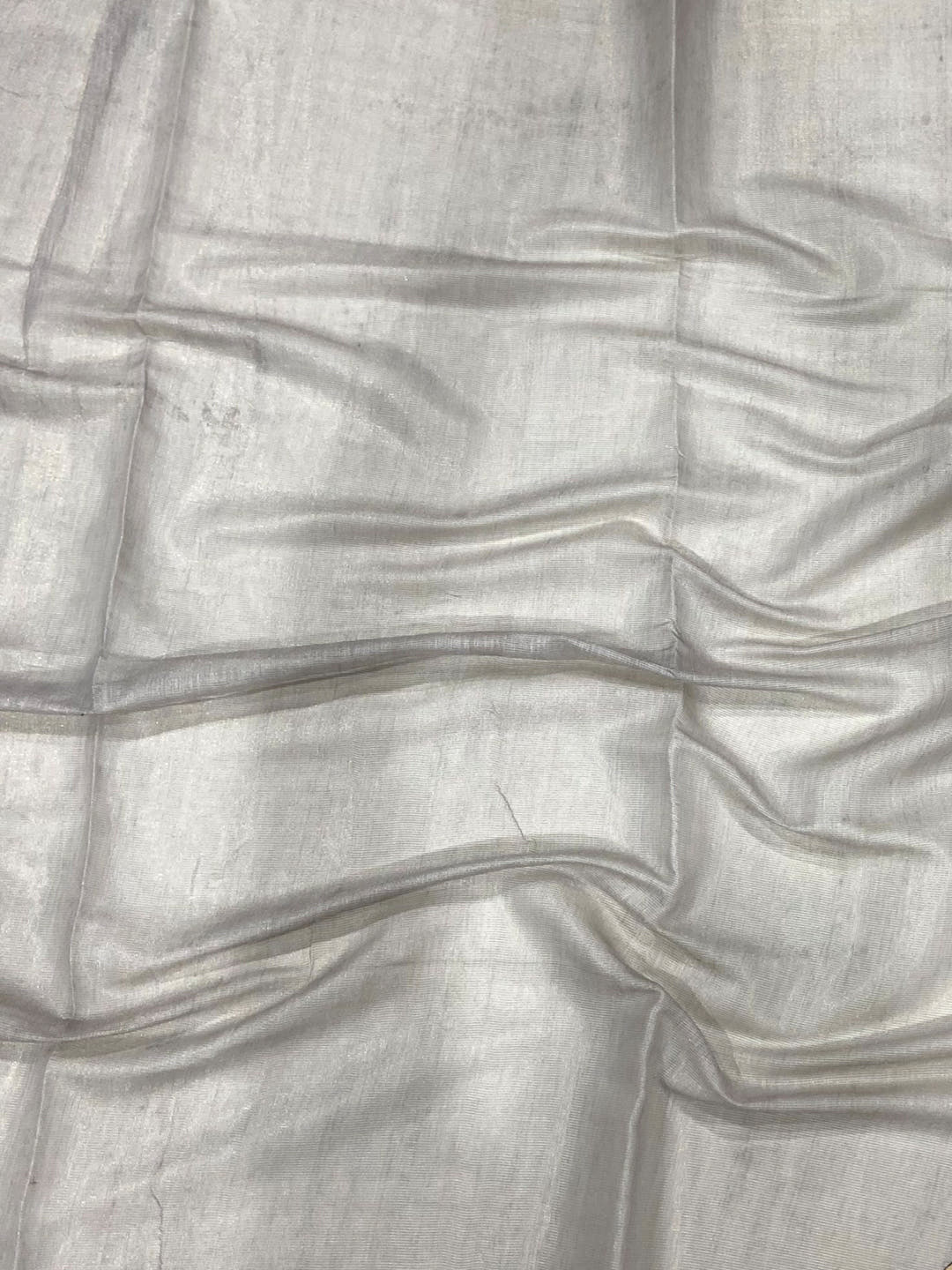 Grey Tussar Floral Leaf Print Saree