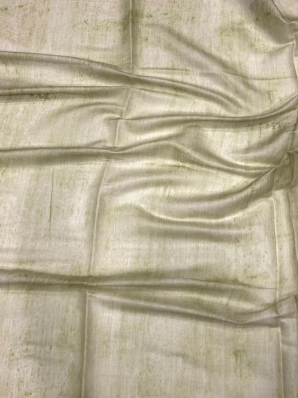 Mint Green Tissue Floral Leaf Print Saree