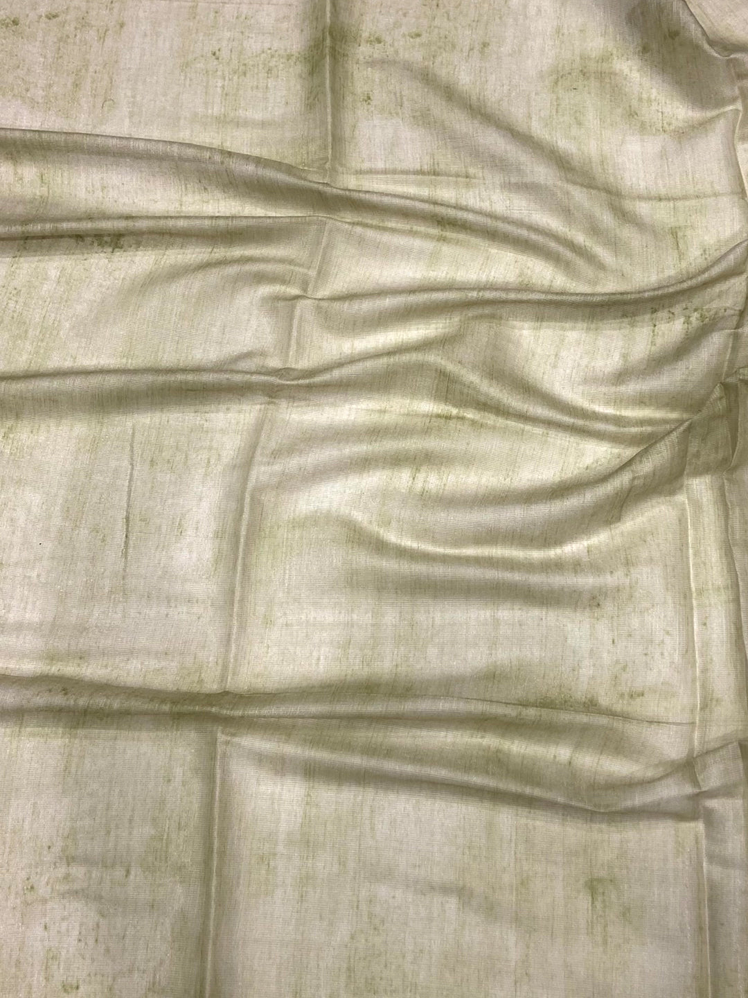 Mint Green Tussar Floral Leaf Print Saree