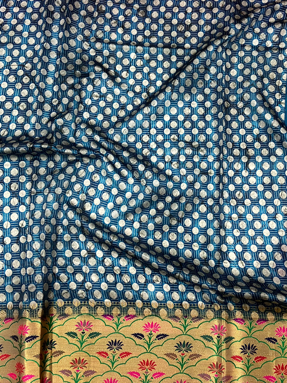Dark Blue Freehand Digital Print Soft Silk Saree