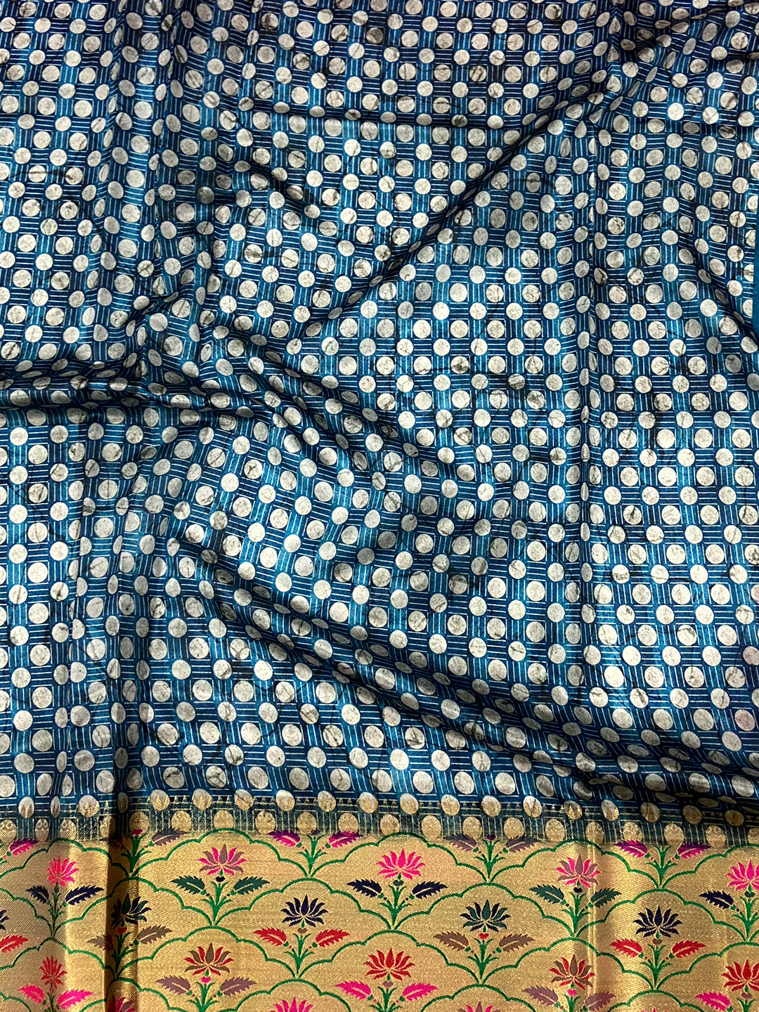 Dark Blue Freehand Digital Print Soft Silk Saree