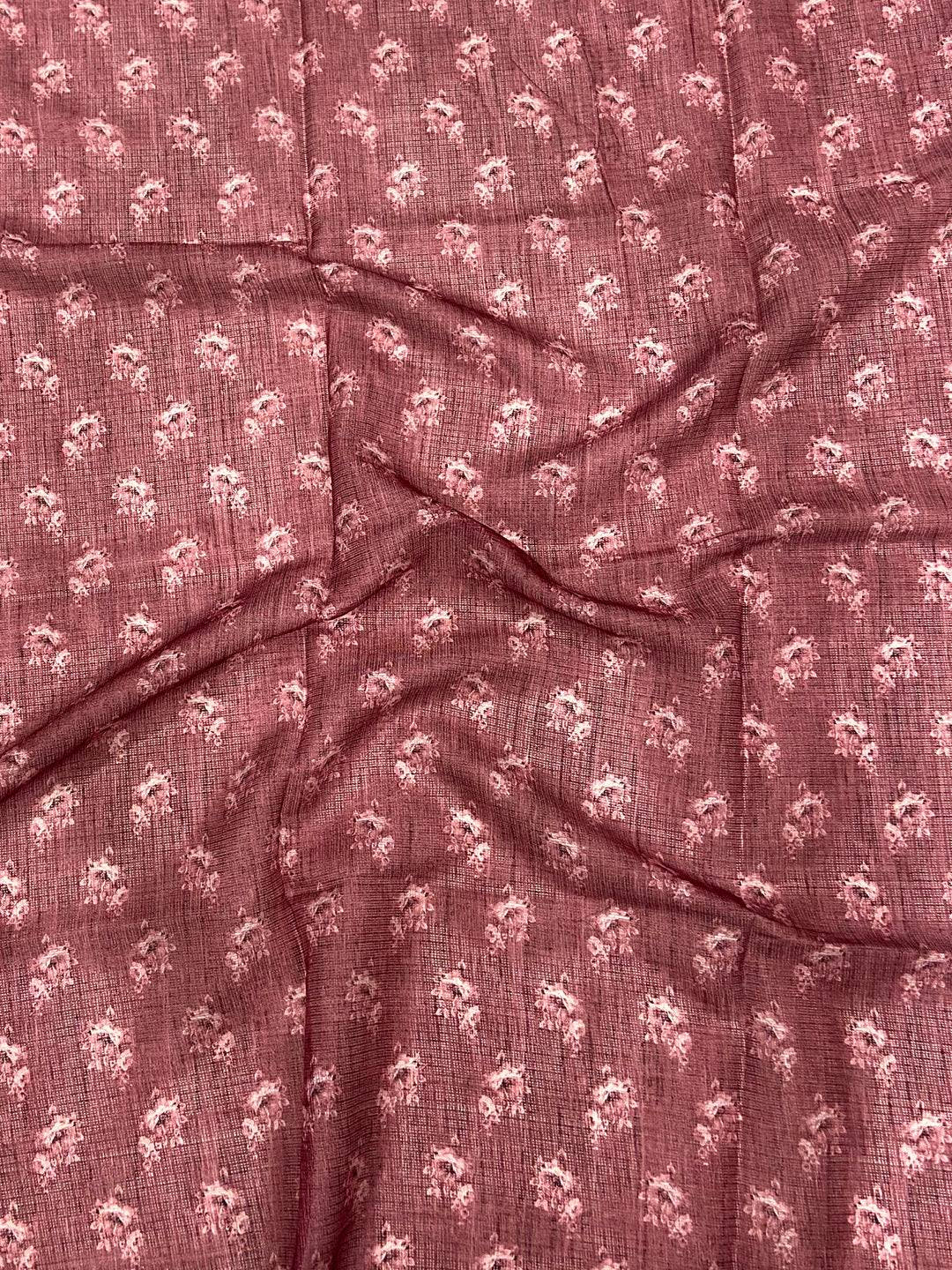 Dusty Mauve Floral Cut Work Kota Saree
