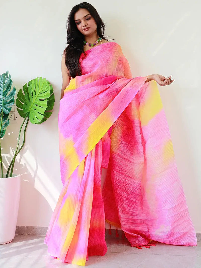 Multy Colour Print Bollywood Design Crash Saree 