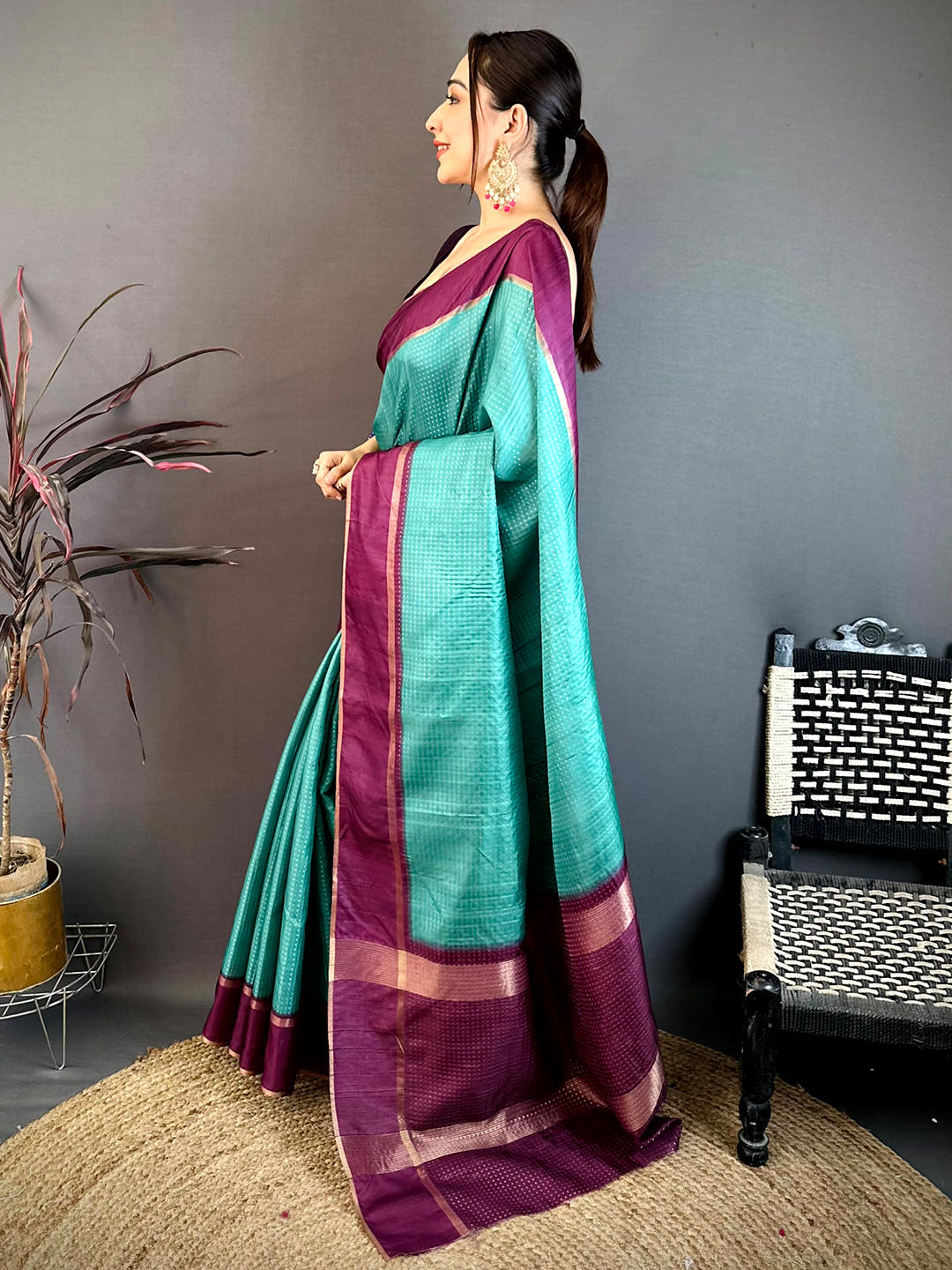 Rama Tussar Gold Zari 1000 Butti Saree