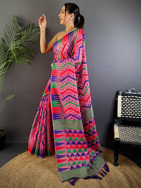 Bright Pink Dhakai Cotton Jamdani Saree