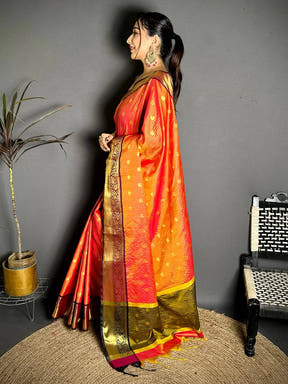 Tussar Silk Saree with Gold Zari Chex Design