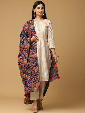 Stylish Navy Poly Chiffon Dupatta with Embroidery