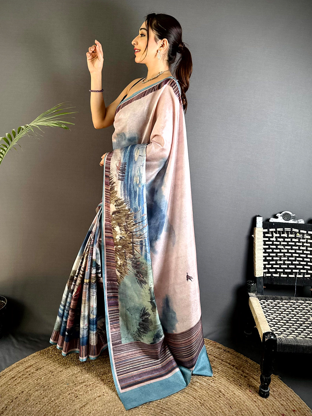 Classic Japanese Poster Tussar Saree