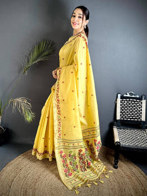 Classic Handloom Jamdani Linen Saree
