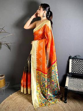 Regal Kalamkari Pallu Bandhej Print Saree
