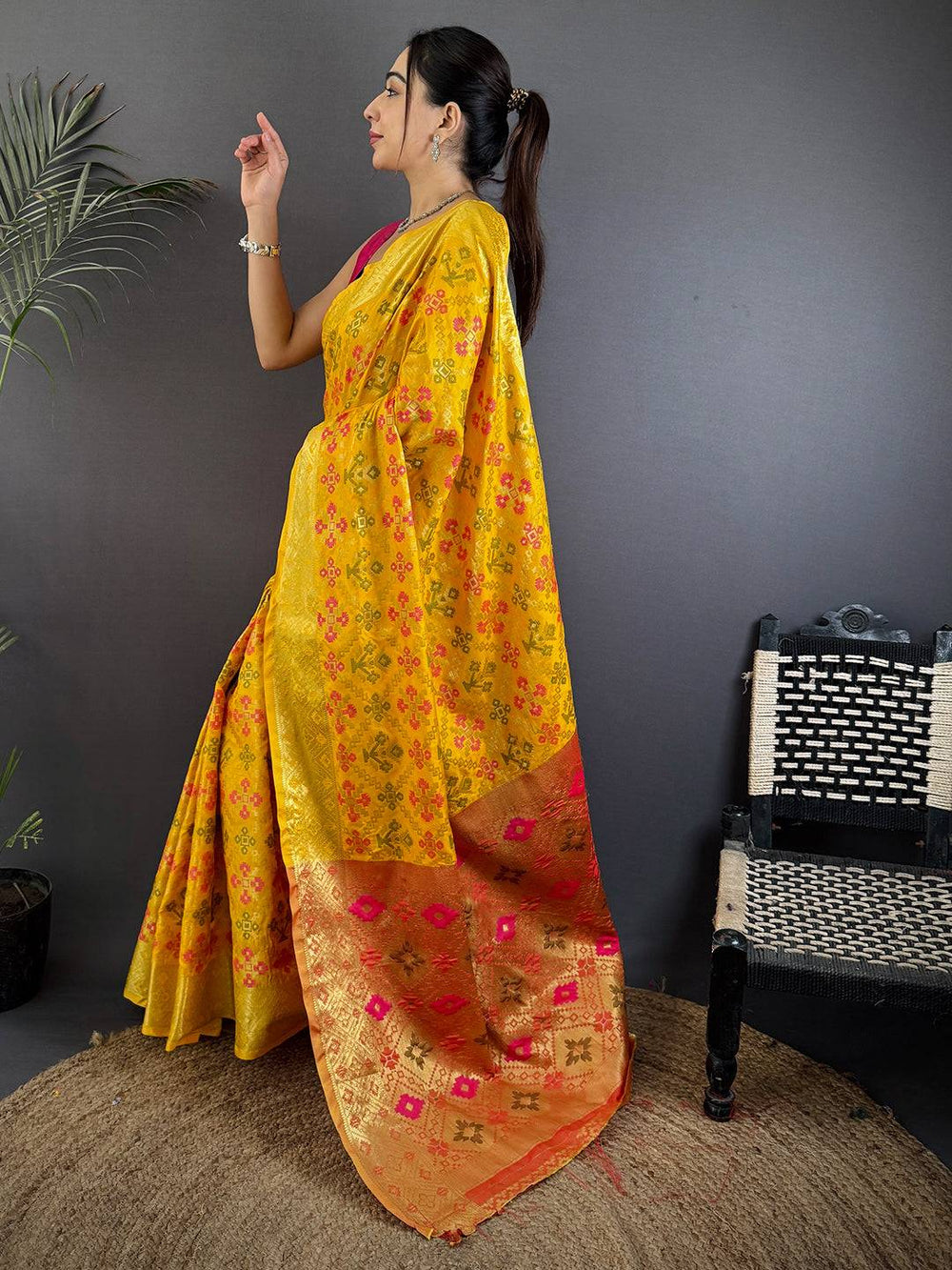 Elegant Yellow Soft Banarasi Patola Saree