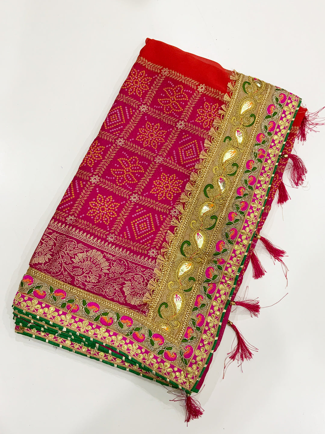 Festive Chinnon Chiffon Foil Work Saree