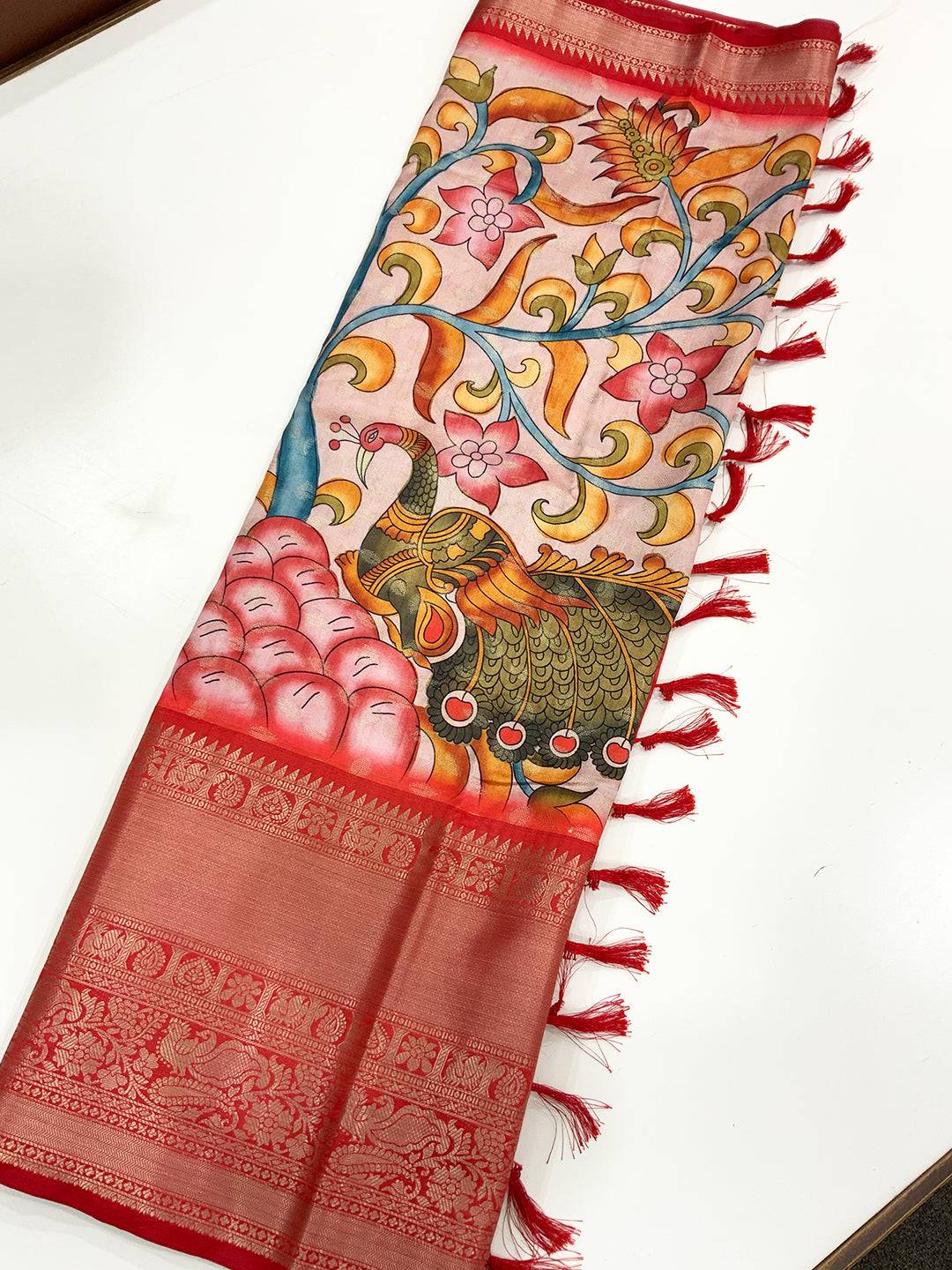 Royal Kalamkari Pattu Banarasi Silk Saree