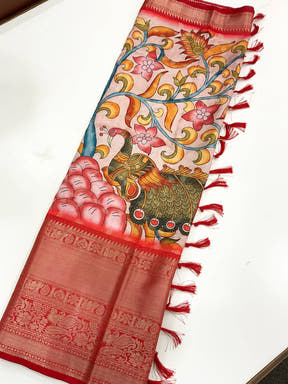 Royal Kalamkari Pattu Banarasi Silk Saree