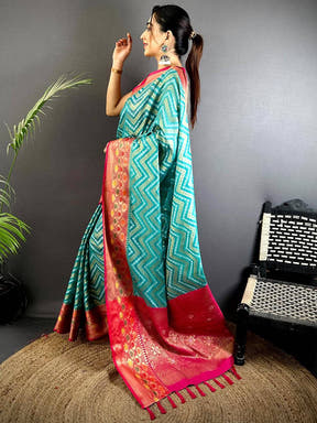 Rama Banarasi Zic Zac Katan Silk Saree

