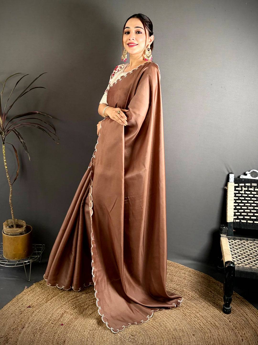 Elegant Sami Silk Resham Cutwork Saree