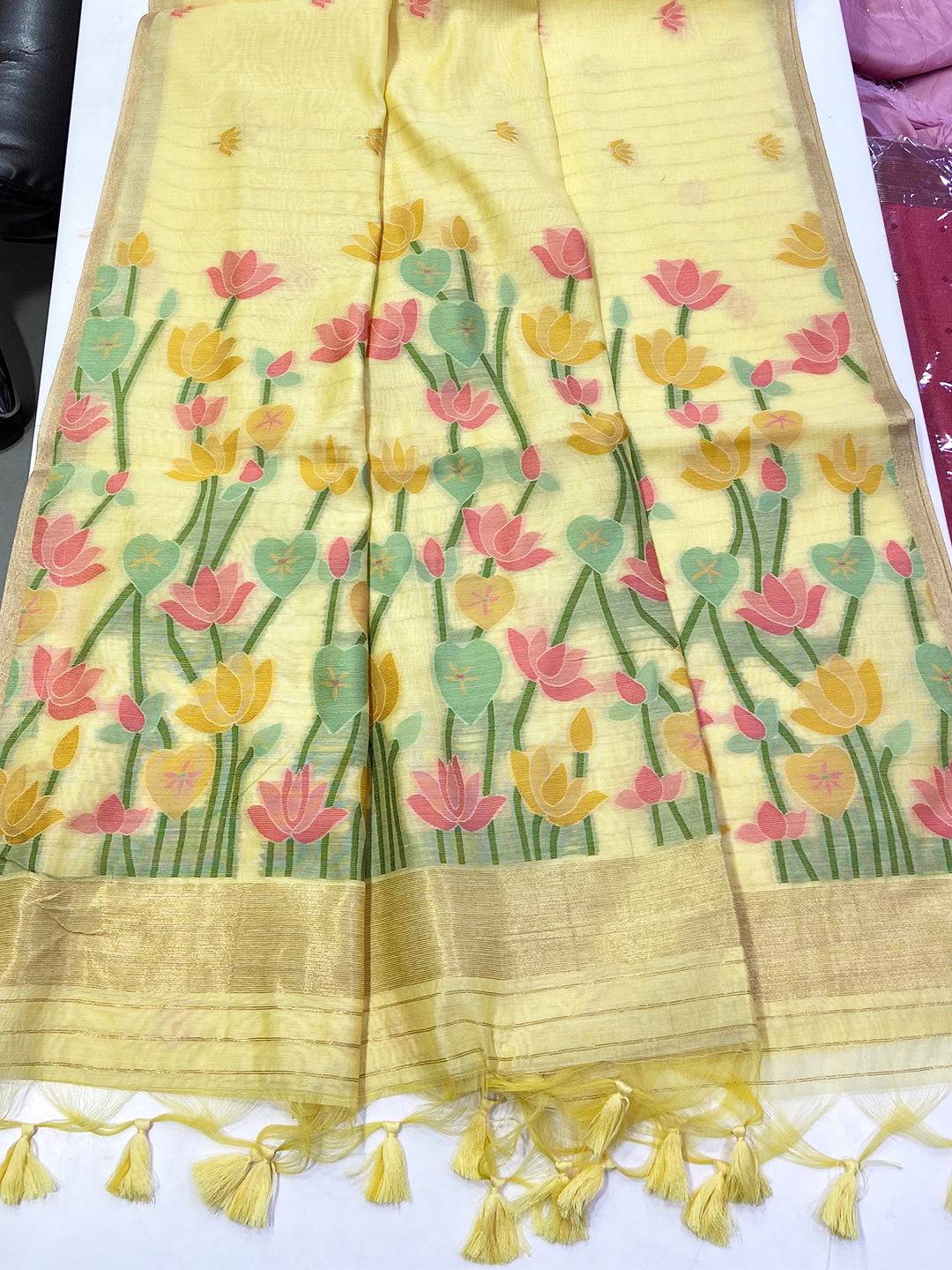 Elegant Cotton Feel Pastel Jamdani Saree