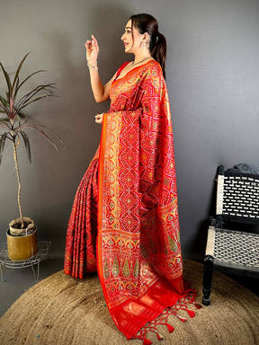 Classic Semi Ikkat Patola Kanchi Zari Saree