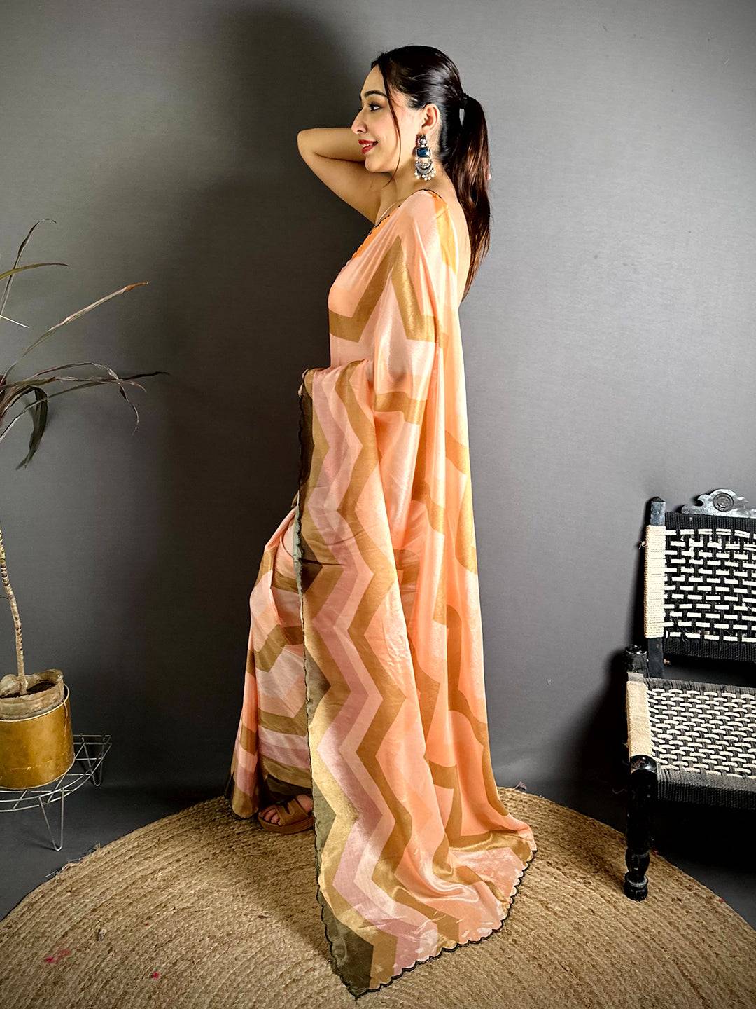 Regal Ombre Zigzag Chinnon Chiffon Saree